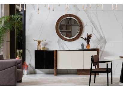 Dressoir met spiegel Luxe set commode houten laden Klassieke