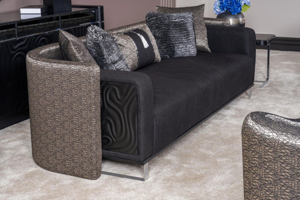Driepersoonsbank 240cm Zwarte luxe bank Bankmeubels Textielstof Fluweel 3-zits