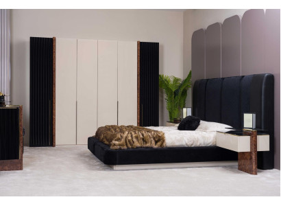 Luxe slaapkamerset bed 2 nachtkastjes + houten kledingkast compleet.