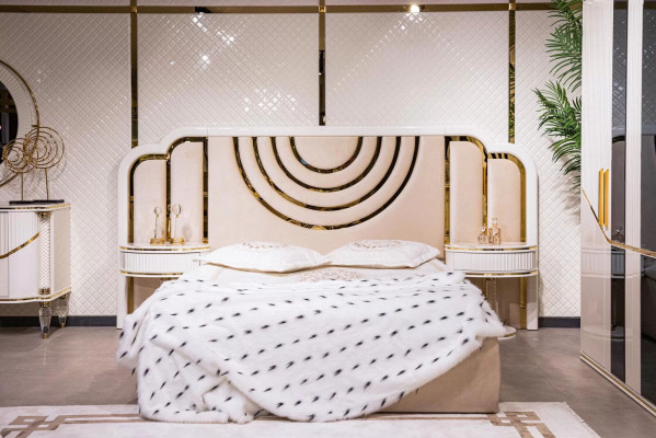 Modern slaapkamer set bed 2x nachtkastjes kledingkast design meubels 4-delig