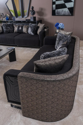 Bankstel 3+3+1 zitplaatsen, woonkamerset compleet textielbank fauteuil hout nieuw