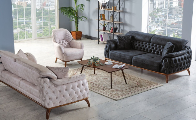 Bankstel 3+3+1 Zits Modern Relax Fauteuil Chesterfield Moderne Stijl 3-delig Nieuw