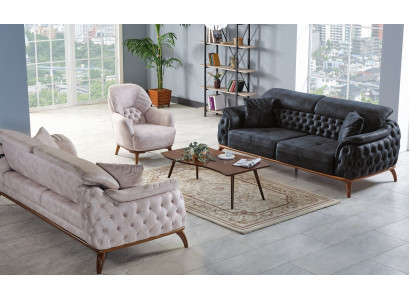 Bankstel 3+3+1 Zits Modern Relax Fauteuil Chesterfield Moderne Stijl 3-delig Nieuw