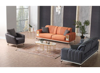 Sofaset 3+3+1 Zits Textiel Hout Bank 3 Zits Modern Fauteuil Complete Set