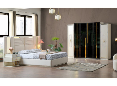 Modern slaapkamer set Bed + 2x nachtkastjes + kledingkast Design meubels 4-delig