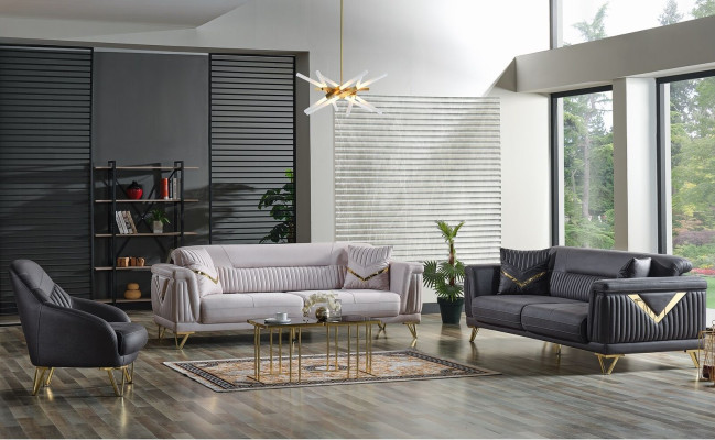 Sofaset 3+3+1 zits Textiel Hout Bankstel 3 zits Modern Fauteuil Compleet Set Nieuw