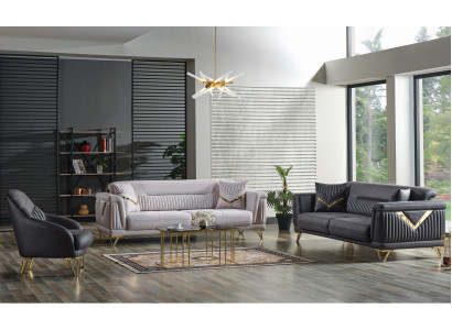 Sofaset 3+3+1 zits Textiel Hout Bankstel 3 zits Modern Fauteuil Compleet Set Nieuw