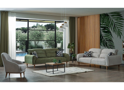 Sofaset 3+1+1 zits woonkamerset Compleet textiel Bankstoel Hout Nieuw