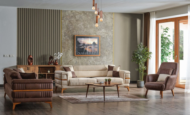 Ontwerper bankstel 3+3+1 zits bank gestoffeerde bankstel set luxe nieuw