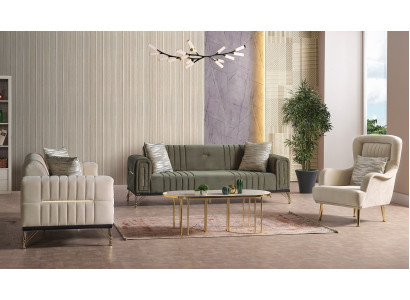 Exclusieve bankstel set 3+3+1 3-delig 2x bank Relaxe fauteuil Luxe set