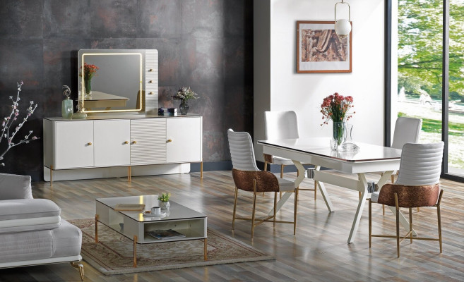 Eetkamer set garnituur tafel 6x stoelen design moderne meubels luxe dressoir