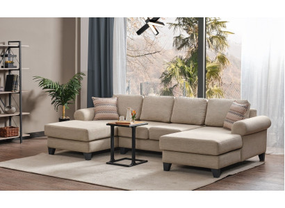 Woonlandschap hoekbank U-vorm bank zitting bekleding sofa luxe meubels banken modern