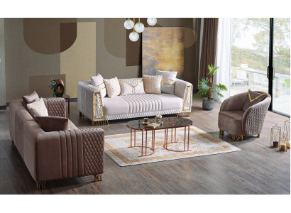 Premium meubel woonkamerset 3+3+1 zitplaatsen bankstel 2x banken fauteuil