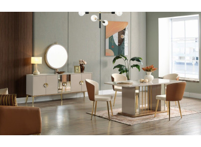 Luxe eetkamerset Eettafel + 6x stoelen + dressoir Eetgroepen Nieuw 8-delige set