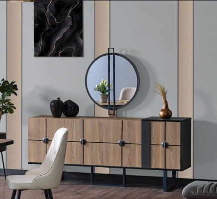 Luxe eetkamerset Eettafel 6x stoelen dressoir Eetset Set 8-delig