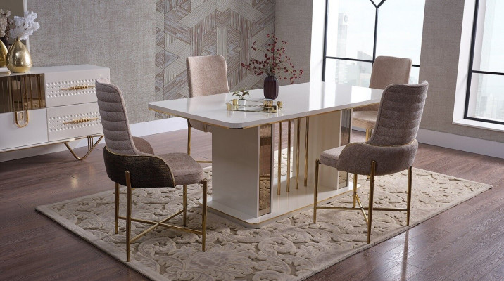 Eetkamer set Luxe 6x stoelen + eettafel eetkamergroep set fauteuils dressoir