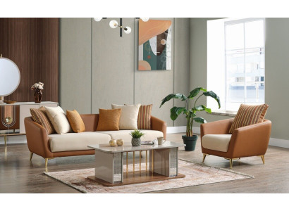 Bankstel 3+1 zitter textiel hout bankstel 3-zitter modern fauteuil compleet set