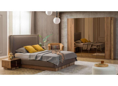 Luxe slaapkamer set Bed + 2x Nachtkastjes + Kast Hout Compleet Modern Nieuw
