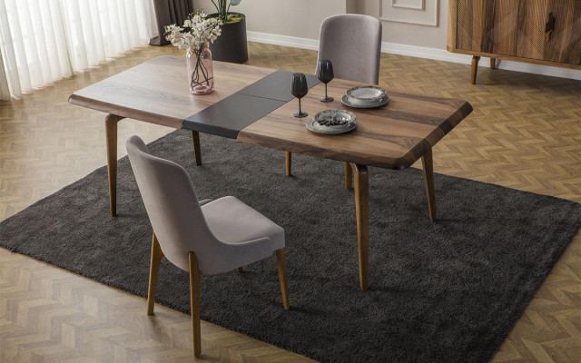 Eettafel + 6 stoelen + dressoir + spiegel eetkamerset eetgroep groepstafel