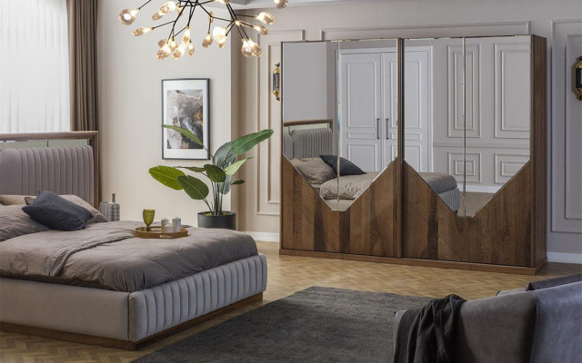Luxe slaapkamerset bed + 2x nachtkastjes + kledingkast Modern Compleet