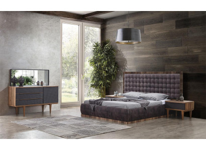 Slaapkamer set Bed + 2x nachtkastjes + ladekast + spiegel Designmeubels 5-delig