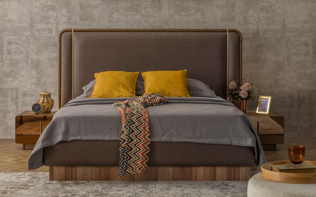 Slaapkamer Set Bed + 2x Nachtkastjes + Ladenkast + Spiegel Design Meubels Nieuw 5-delig