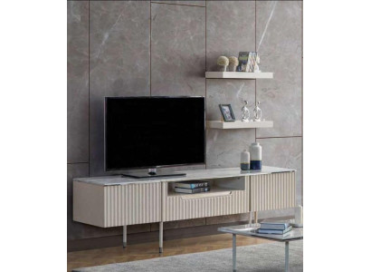 Rtv met 2x planken Laag tv-meubel Sidetable Tafel Woonkamer Modern Houten Ontwerp