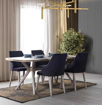 Moderne 7-delige eetkamerset, tafel 6 stoelen Moderne eetkamersetten