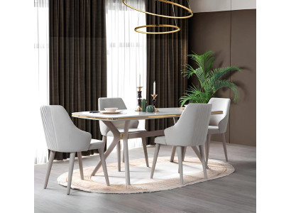 Complete eetkamerset 7-delig. Eetkamerset Modern Tafel 6x Stoelen