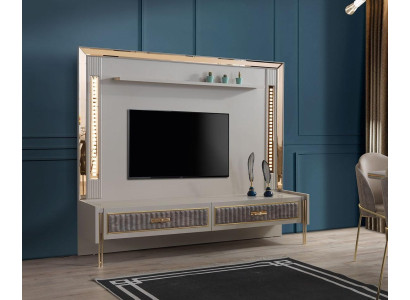 Ontwerper TV wand luxe meubels in woonkamer Beige kleur Moderne tv televisie wand