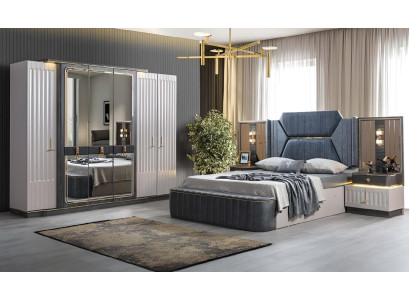 Slaapkamer set Bed 2x Nachtkastjes Kledingkast 4-delig Design Kast