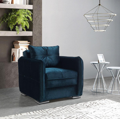Ontwerp Stoel Luxe Fauteuil Relax Textiel Blauwe Kleur Club Lounge Modern