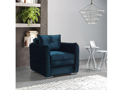 Ontwerp Stoel Luxe Fauteuil Relax Textiel Blauwe Kleur Club Lounge Modern