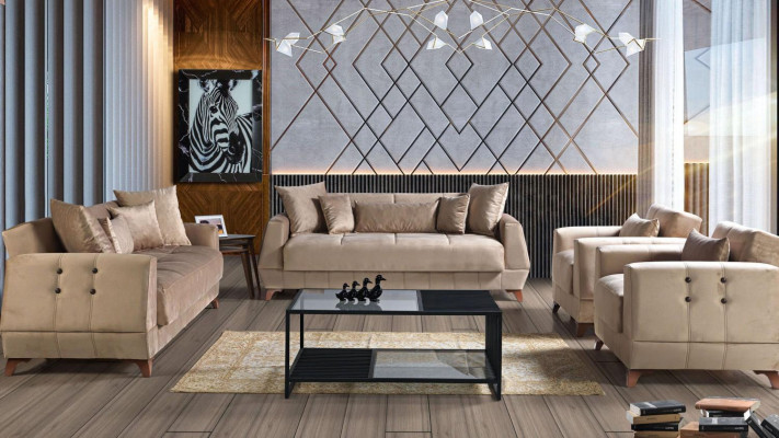 Sofaset 3+2+1+1 zitsbank Compleet set Relaxfauteuil 4-delig.