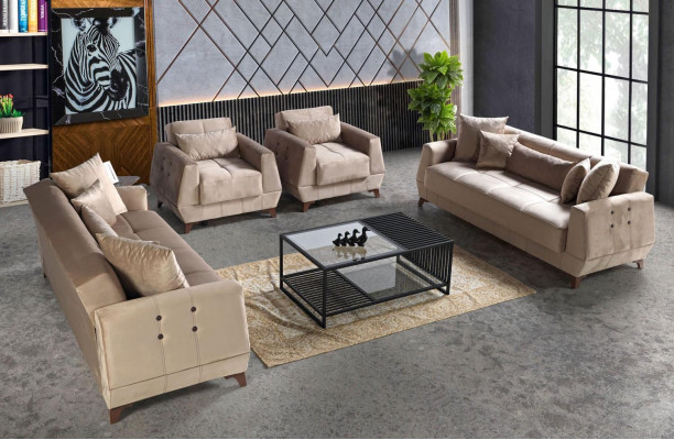 Sofaset 3+2+1+1 zitsbank Compleet set Relaxfauteuil 4-delig.