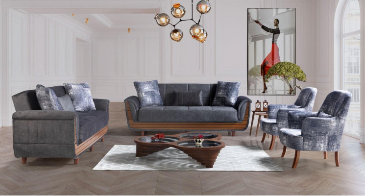 Bankstel 3+2+1+1 Hout Woonkamer Luxe Bank Modern Stof Compleet Modern