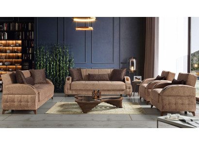 Designer bankstel 3+2+1+1 zits bank gestoffeerde zitkussens bruin set