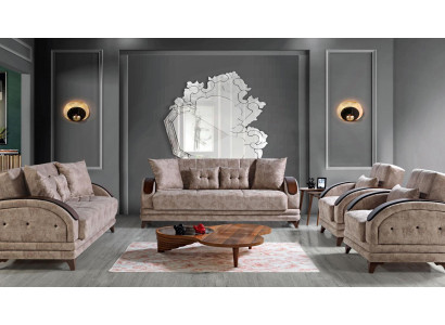 Bankstel 3+2+1+1 Hout Woonkamer Luxe Bank Modern Stof Compleet Modern Nieuw