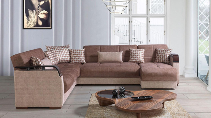 Hoekbank woonlandschap Bruin L-vorm Bank Woonkamer Hoekbanken Luxe Hoekbankstel