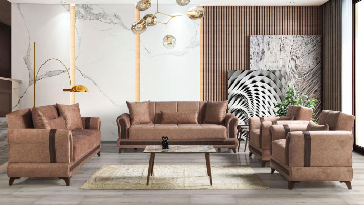 Sofaset 3+2+1+1 zits woonkamerset textiel bank fauteuil slaapbank