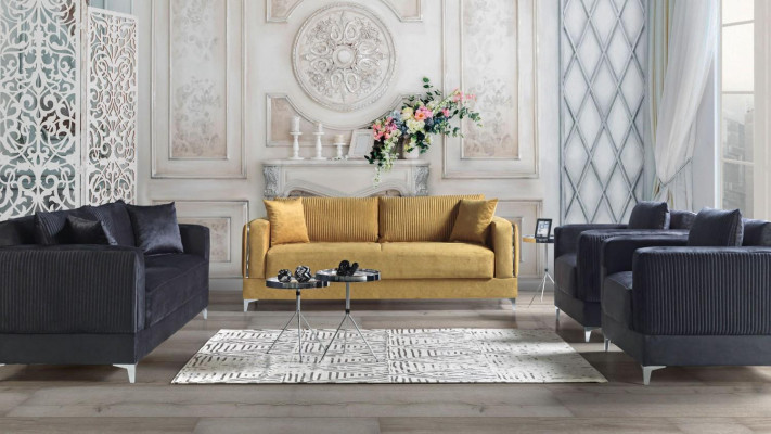 Bankstel 3+2+1+1 zits stoffen modern compleet fauteuil bankstel 3-zits luxe.