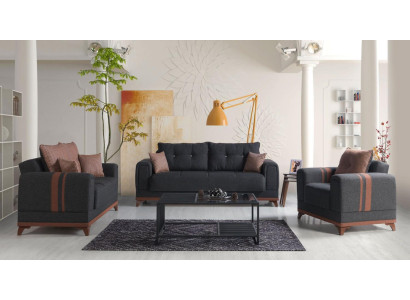 Grijze bankstel 3+2+1 zitsbank Compleet set Relaxfauteuil 3-delig.