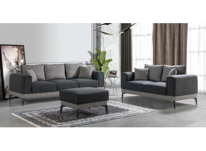 Bankstel 3+2 Hocker Hout Woonkamer Luxe Bank Modern Stof Compleet Bankstellen