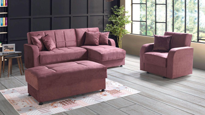 Luxe woonkamer set fauteuil hoekbank poef L-vorm Modern Set Volledig Relax