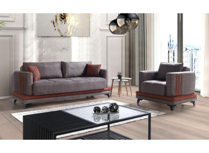 Sofaset 3+1 zits stoffen houten bank 3-zits modern fauteuil complete set nieuw EU.