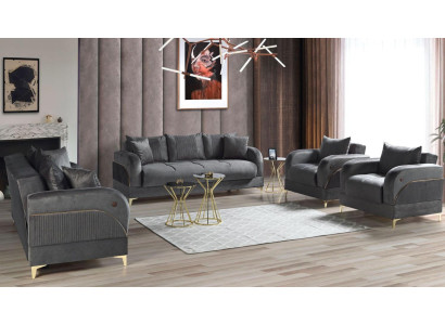 Bankstel 3+2+1+1 zits meubel luxeset Bankstel modern grijs 4-delig