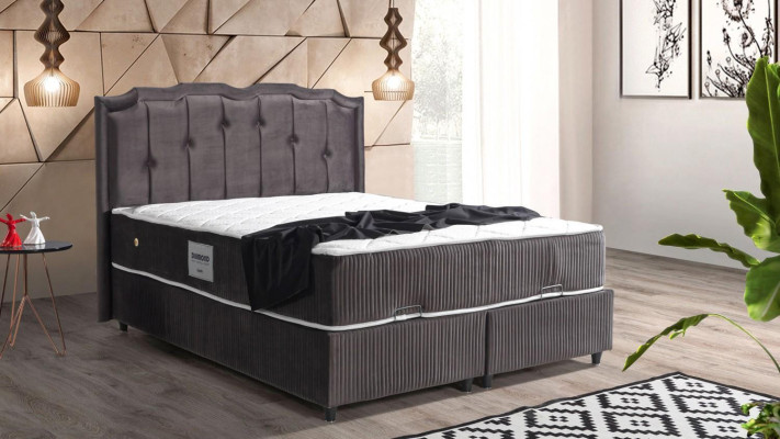 Bed ontwerp Bedden Luxe Bekleed Slaapkamer Meubels Boxspring Bruin 160x200