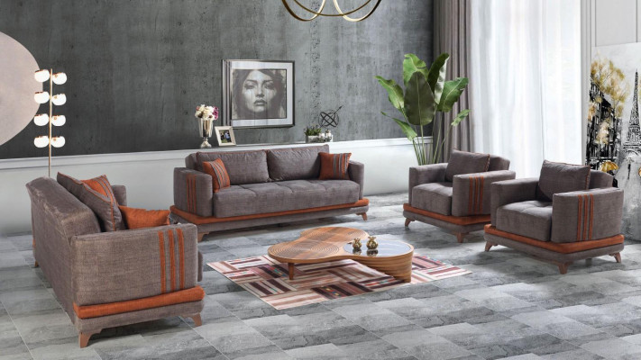 Ontwerp Moderne woonkamerset bankstel 3+2+1+1 Grijs Woonkamer meubelset