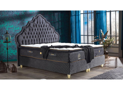 Bed design bedden luxe zwart gestoffeerd slaapkamer meubels Chesterfield