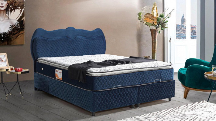 Bed Design Bed Luxury Blue Upholstered Bedroom Furniture Luxury Modern Boxspring